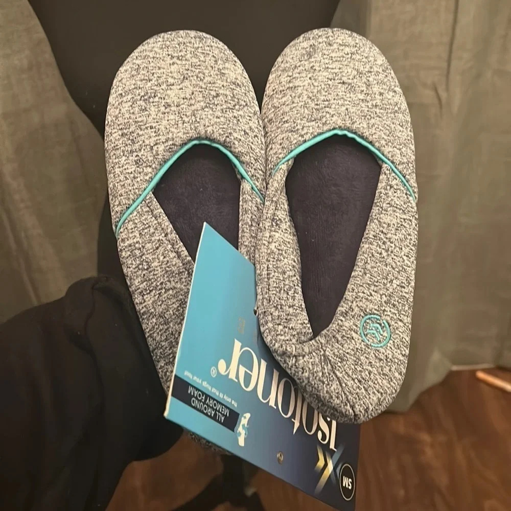 Gray Isotoners Memory Foam Slippers